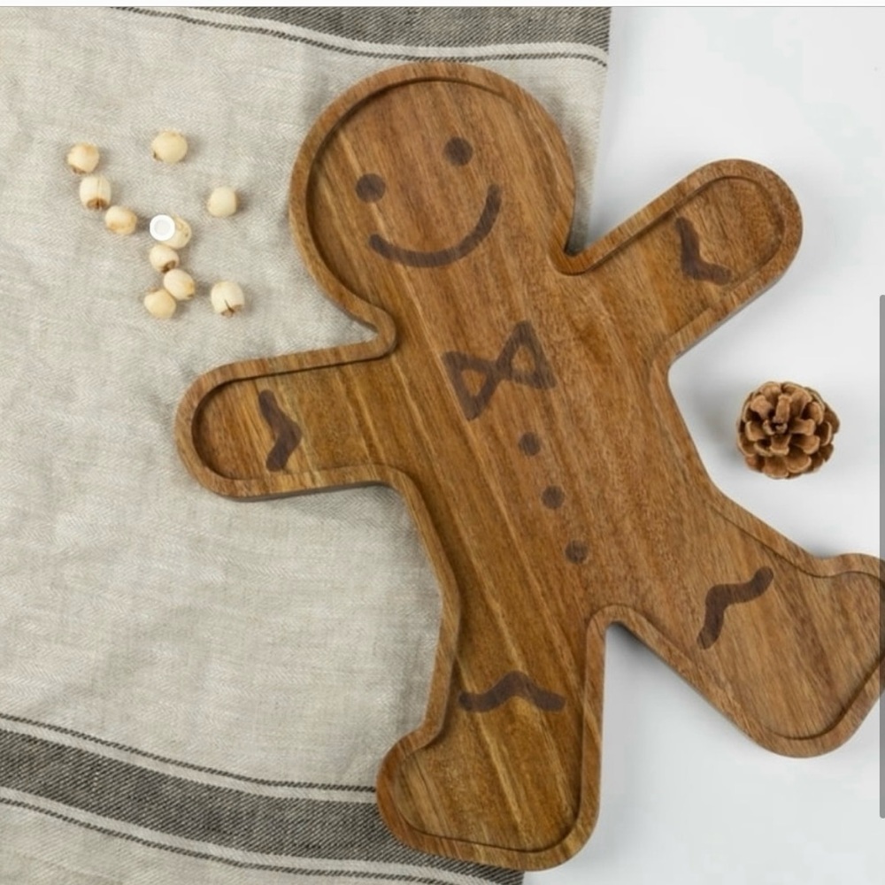 NWT- Holiday Acacia Wood Gingerbread Man Serving Board.